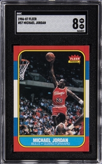 1986/87 Fleer Basketball High Grade Complete Set (132) Plus Stickers Set (11) Including #57 Michael Jordan - SGC NM-MT 8 Example!